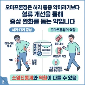 오마프론정이 척추관협착증의 하지 통증과 저림 증상에 처방되는 이유